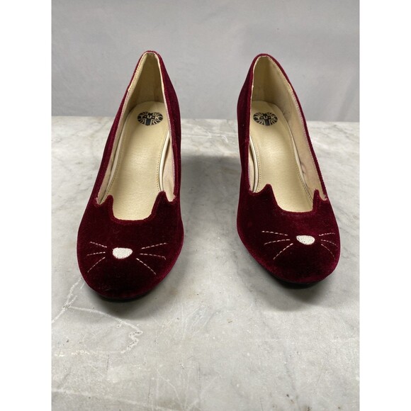 T.U.K. Anti Pop Kitty Pumps Women's 10 Red Velvet - Picture 1 of 9